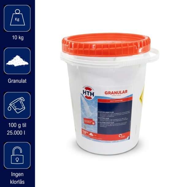 Hth Klor Granulat 10 kg til Pool - uden Cyanursyre